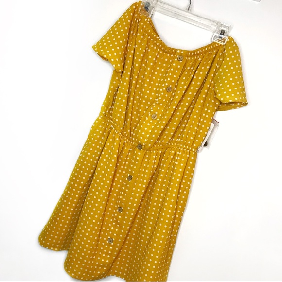 Justify Dresses & Skirts - Justify Mustard Polk-a-dot Dress